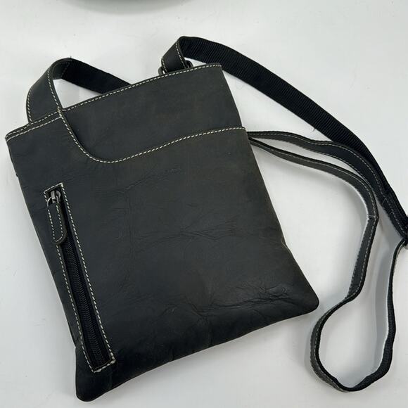 NWT Arrigo Black leather Unisex's Shoulder Crossbody bag - Picture 3 of 6
